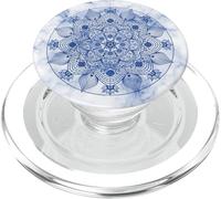 Jolie fleur Boho féminine bleu et blanc Mandala PopSockets PopGrip pour MagSafe