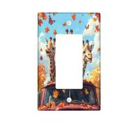 Jolie girafe d'automne décorative pour interrupteur mural à bascule unique, plaque frontale électrique en feuille d'érable pour cuisine, salle de bain, décoration d'interrupteur animal