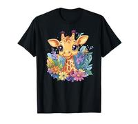 Jolie girafe entourée de fleurs T-Shirt