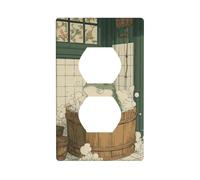 Jolie grenouille assise dans un tonneau en bois - Couvercle de sortie de baignoire - Plaque murale décorative pour cuisine, salle de bain - Dimensions : 7 x 11,4 cm