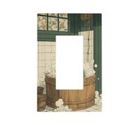 Jolie grenouille assise dans un tonneau en bois - Plaque murale à bascule unique - Décoration pour la maison, la cuisine, la salle de bain