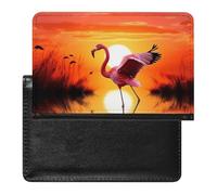 Jolie housse de passeport avec motif flamant rose coucher de soleil - Protection RFID - Porte-carte d'identité - Portefeuille de voyage sécurisé pour tickets de passeport, cartes de crédit, style,