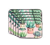 Jolie housse pour ordinateur portable de 17 pouces avec motif de plantes succulentes - Résistante aux chocs - Tendance - Pour homme et femme