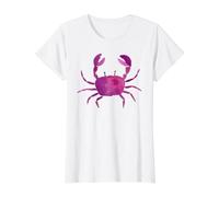 Jolie Illustration de Crabe Rouge, Tenue d'été pour Les Amoureux de la Plage, Les Vacances T-Shirt Graphique avec Valeur, Femme, Blanc, M