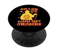 Jolie Juste Une Fille Qui Aime sa Petite Amie et sa Femme Pompier PopSockets PopGrip Adhésif