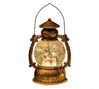 Jolie lampe de Noël en forme de dessin animé, 14 x 11 x 20,5 cm, couleur bronze, lumière enneigée rétro (trois bonhommes de neige)