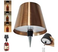 Jolie lampe de table LED pour bouteille de vin, lampe de table sans fil 3 couleurs, contrôle tactile, lampe de chevet LED rechargeable, lumières de bouteille portable intégrées pour salon/restaurant