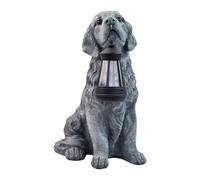 Jolie lampe solaire en forme de chien - Décoration extérieure - Figurine d'animal en résine - Patios - Porche - Sculpture de chien - Décoration de cour - Lampe de nuit de jardin à énergie solaire