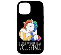 Jolie Licorne De Volley-Ball Je Veux Juste Jouer Au Coque pour iPhone 15