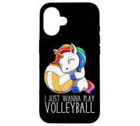 Jolie Licorne De Volley-Ball Je Veux Juste Jouer Au Coque pour iPhone 16