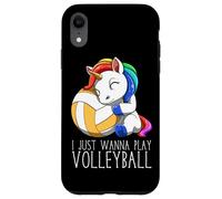 Jolie Licorne De Volley-Ball Je Veux Juste Jouer Au Coque pour iPhone XR