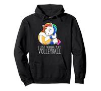 Jolie Licorne De Volley-Ball Je Veux Juste Jouer Au Sweat à Capuche