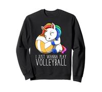 Jolie Licorne De Volley-Ball Je Veux Juste Jouer Au Sweatshirt