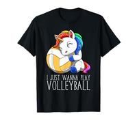 Jolie Licorne De Volley-Ball Je Veux Juste Jouer Au T-Shirt