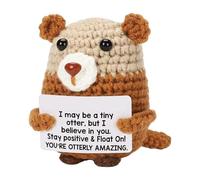 Jolie loutre au crochet avec une carte de vœux motivante | Ornement d'animaux fait à la main pour vivre et salles de travail parfait comme cadeau pour augmenter la bonne atmosphère et la