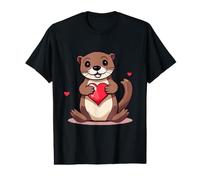 Jolie Loutre avec cœur et Amour Saint Valentin T-Shirt Graphique avec Valeur