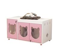 jolie Maison de Chat Cage for chat en bois massif, Villa de luxe, maison intérieure, chatterie surdimensionnée, température constante, salle d'accouchement for chat Maison de Chat(Pink,120*60*118.4)