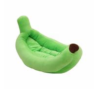Jolie maison en forme de banane pour chat, lit créatif et moelleux en forme de bateau pour animaux de compagnie, nid pour chaton avec coussin amovible, grotte lavable pour petits chiens (vert, taille