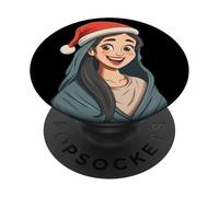 Jolie Marie de Nazareth avec Chapeau de Noël pour Costume Festif PopSockets PopGrip Adhésif