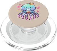 Jolie méduse Buvant du thé aux Perles Kawaii Queen Anime Couronne PopSockets PopGrip pour MagSafe