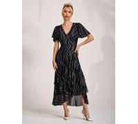 Jolie Moi Jolie Moi Angel Sleeve Mesh Midaxi Dress Noir 36
