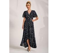 Jolie Moi Jolie Moi Black Angel Sleeve Mesh Maxi Dress Black EU 38 (UK 10)