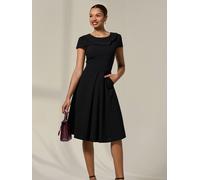 Jolie Moi Jolie Moi Black Collared Cap Sleeve Midi Dress Black 14