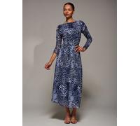 Jolie Moi Jolie Moi Black Long Sleeve Asymmetric Gathered Mesh Midi Dress Black EU 38 (UK 10)