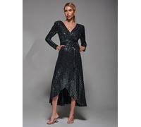 Jolie Moi Jolie Moi Black Metallic Spot Long Sleeve Maxi Dress Black EU 40 (UK 12)