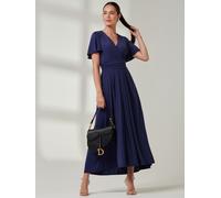 Jolie Moi Jolie Moi Blue Angel Sleeve Super Smooth Jersey Maxi Dress Blue EU 42 (UK 14)