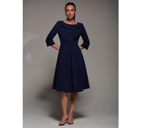 Jolie Moi Jolie Moi Blue Buttoned Fold Collar Midi Dress Blue 18