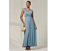 Jolie Moi Jolie Moi Blue Wrap Bodice Jersey Maxi Dress Blue 12