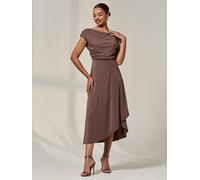 Jolie Moi Jolie Moi Brown Asymmmetric Draped Midi Dress Brown EU 36 (UK 8)