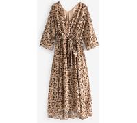 Jolie Moi Jolie Moi Brown Gold Spot Printed Chiffon Maxi Dress Brown 12