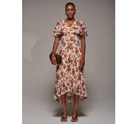 Jolie Moi Jolie Moi Cream Angel Sleeve Pleated Chiffon Midaxi Dress Cream 38