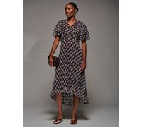 Jolie Moi Jolie Moi Dark Brown Angel Sleeve Pleated Chiffon Midaxi Dress Dark Brown 12