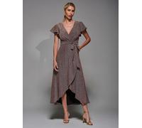 Jolie Moi Jolie Moi Gold Metallic Angel Sleeve Wrap Maxi Dress Gold EU 38 (UK 10)