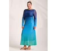 Jolie Moi Jolie Moi Green Ombre Long Sleeve Slash Neck Mesh Maxi Dress Green EU 44 (UK 16)