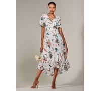 Jolie Moi Jolie Moi Natural Angel Sleeve Pleated Chiffon Maxi Dress Natural EU 36 (UK 8)