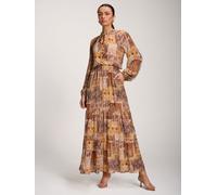 Jolie Moi Jolie Moi Orange Long Sleeve Chiffon Tiered Maxi Dress Orange 48