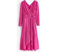 Jolie Moi Jolie Moi Pink Metallic Spot Long Sleeve Maxi Dress Pink EU 40 (UK 12)