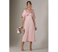 Jolie Moi Jolie Moi Pink Satin A-Line Midaxi Dress Pink EU 40 (UK 12)