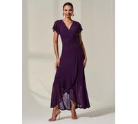 Jolie Moi Jolie Moi Purple Plain Wrap Mesh Maxi Dress Purple 20