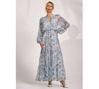 Jolie Moi Jolie Moi White Long Sleeve Chiffon Tiered Maxi Dress White EU 36 (UK 8)