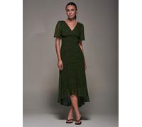 Jolie Moi Robe longue Jolie Moi en mousseline plissée à ourlet plongeant Vert EU 36 (UK 8)