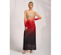 Jolie Moi Robe longue Jolie Moi Ombre à manches longues en maille à col oblique Orange EU 42 (UK 14)