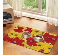 Jolie nappe absorbante en cuir avec imprimé coquelicot parfaite pour chiens, chats et autres animaux de compagnie