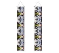 Jolie paire de bannières de porche imprimées de chats, bannières décoratives à suspendre, adaptées pour les fêtes, décoration d'intérieur et d'extérieur multi-scènes