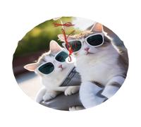 Jolie paire de chats imprimés jupe de sapin de Noël 121,9 cm - Décoration de Noël pour les fêtes de Noël et du Nouvel An