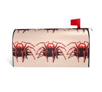 Jolie petite araignée rouge. C'est une housse de boîte aux lettres en tissu imperméable avec une impression sur un côté et une ouverture incurvée sur un côté.